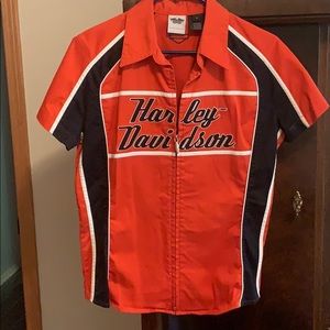 Women’s Harley Davison zip up blouse